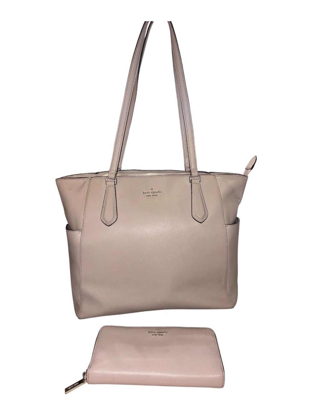 kate spade Pale Pink Leather Tote with Matching Zip Wallet